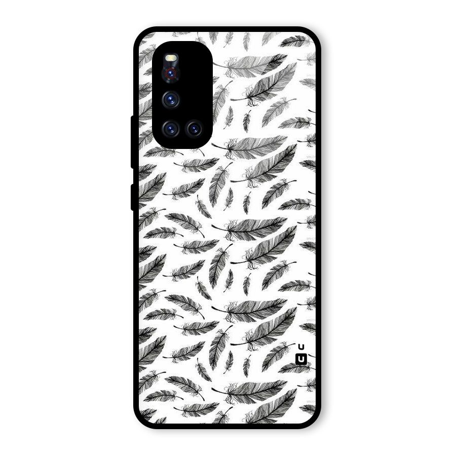 Black Feather Glass Back Case for Vivo V19