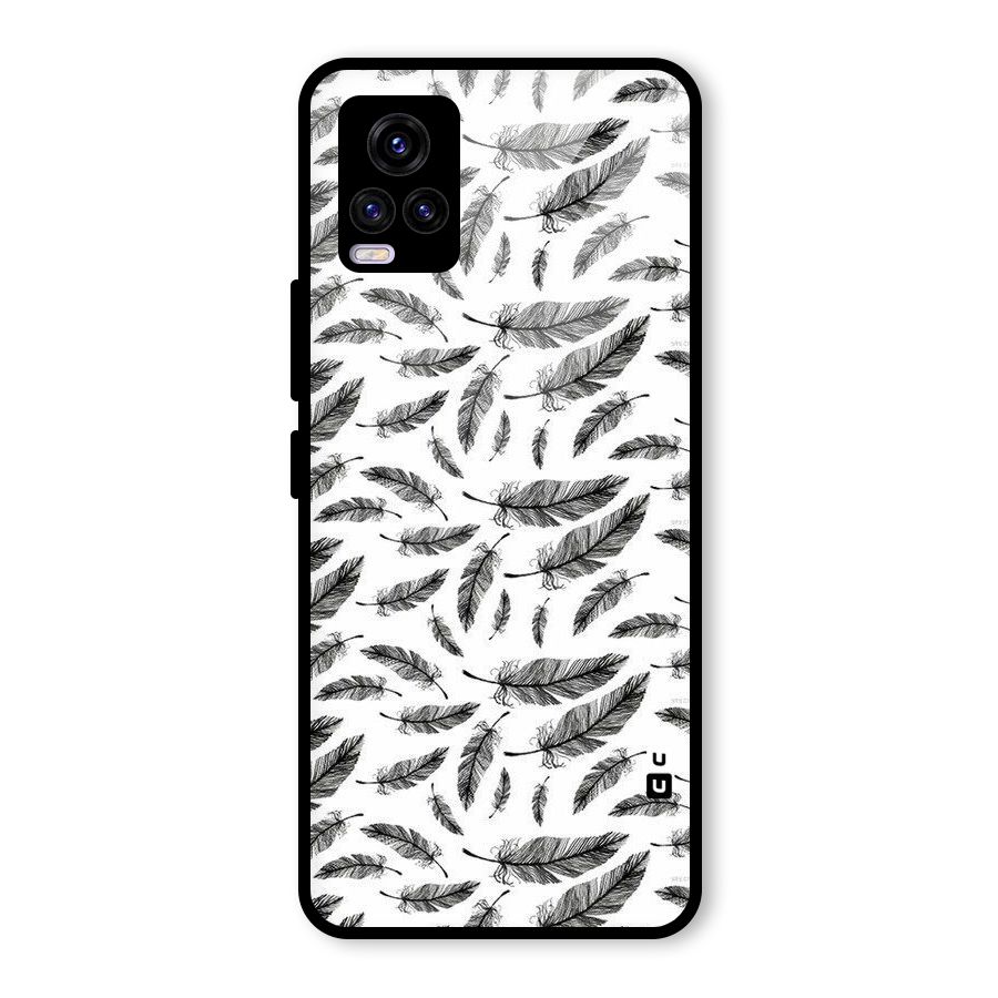 Black Feather Glass Back Case for Vivo V20