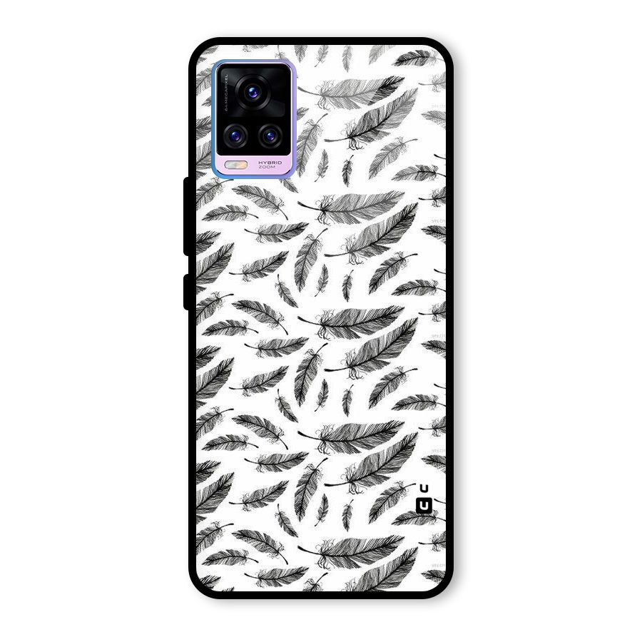 Black Feather Glass Back Case for Vivo V20 Pro