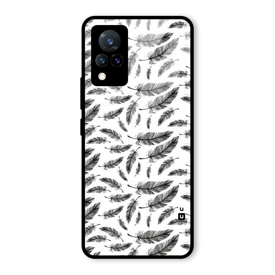 Black Feather Glass Back Case for Vivo V21 5G