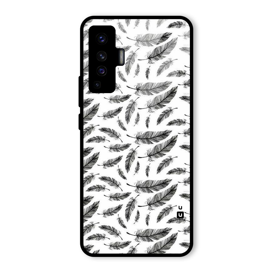 Black Feather Glass Back Case for Vivo X50