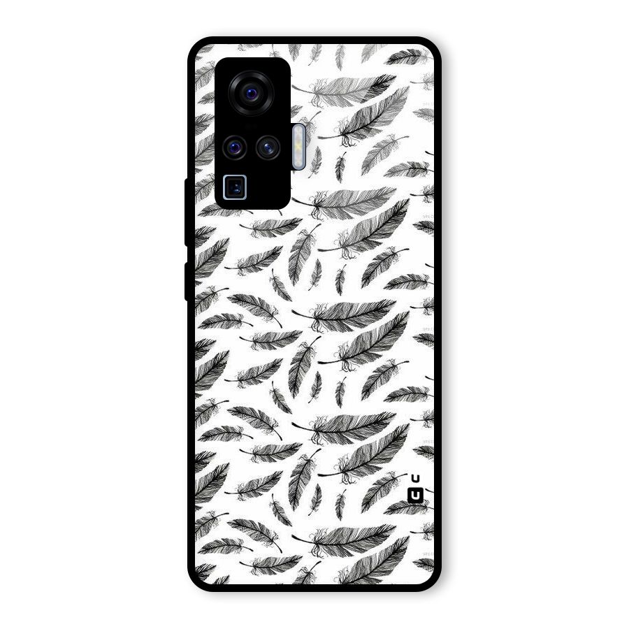 Black Feather Glass Back Case for Vivo X50 Pro
