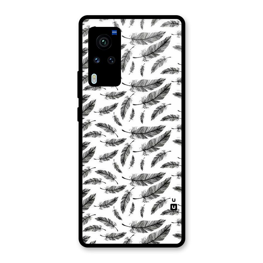 Black Feather Glass Back Case for Vivo X60 Pro