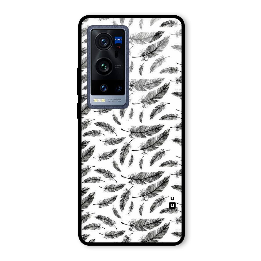 Black Feather Glass Back Case for Vivo X60 Pro Plus