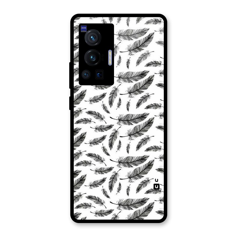 Black Feather Glass Back Case for Vivo X70 Pro