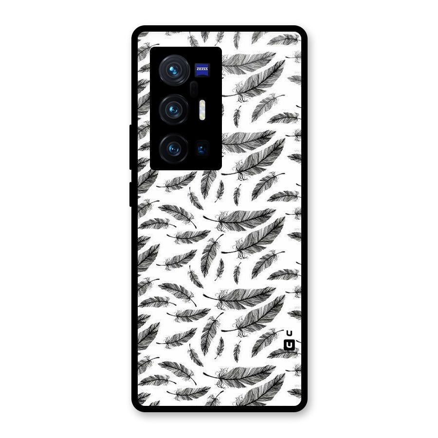 Black Feather Glass Back Case for Vivo X70 Pro Plus