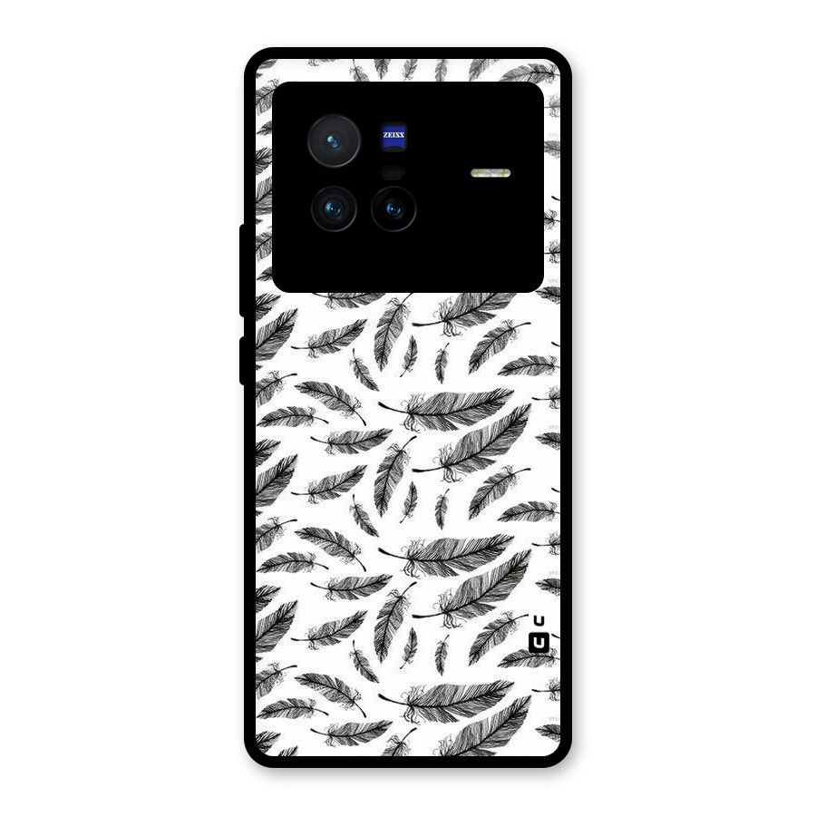 Black Feather Glass Back Case for Vivo X80