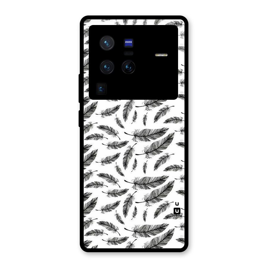 Black Feather Glass Back Case for Vivo X80 Pro