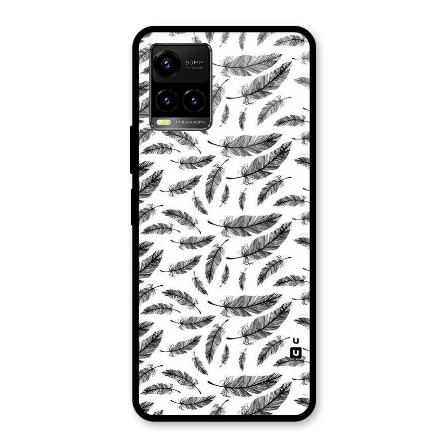 Black Feather Glass Back Case for Vivo Y21T