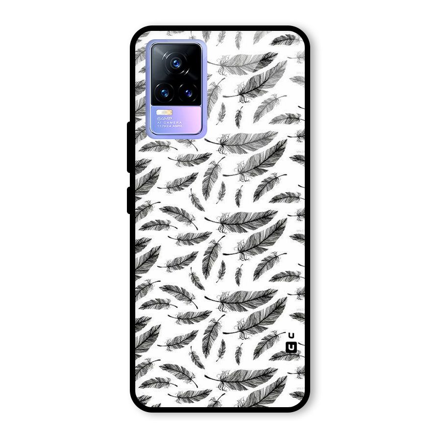 Black Feather Glass Back Case for Vivo Y73