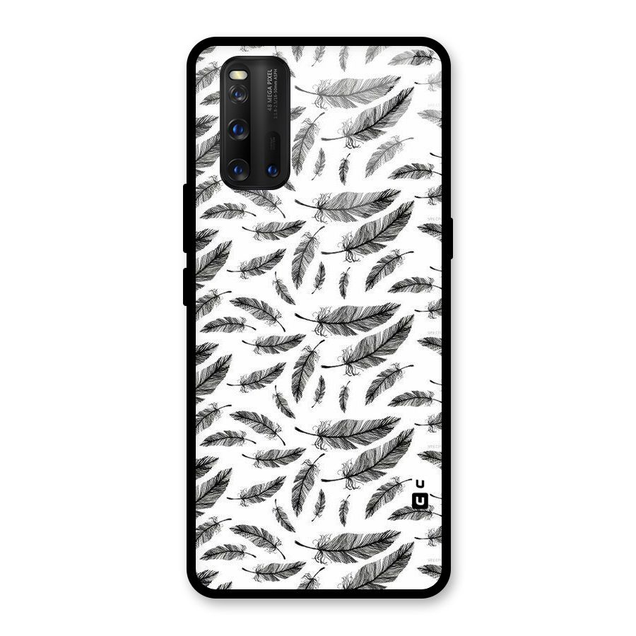 Black Feather Glass Back Case for Vivo iQOO 3