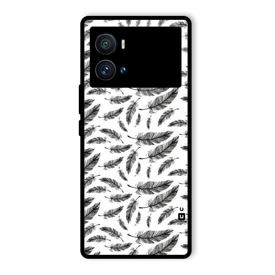 Black Feather Glass Back Case for Vivo iQOO 9 Pro