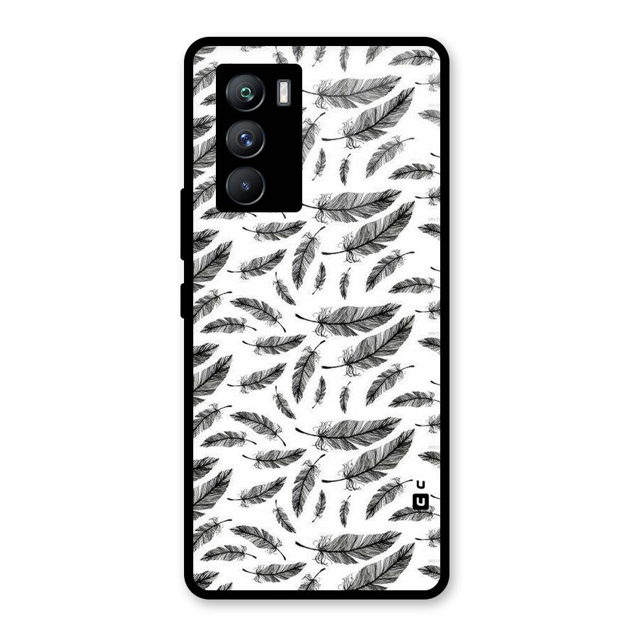 Black Feather Glass Back Case for Vivo iQOO 9 SE