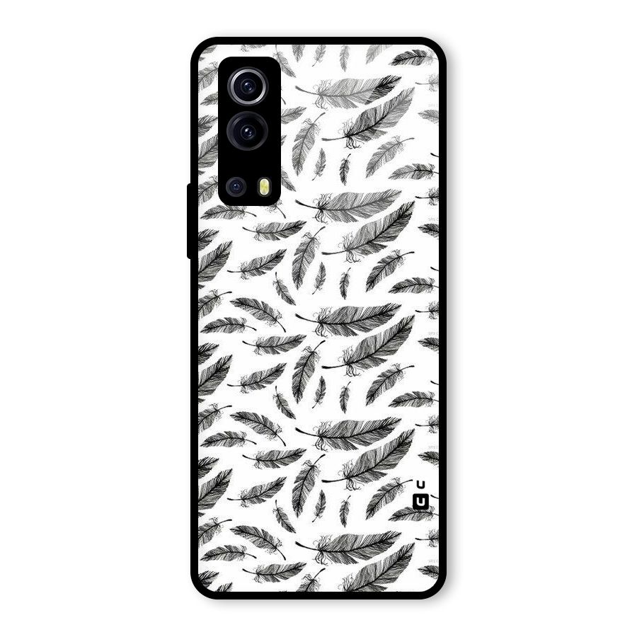 Black Feather Glass Back Case for Vivo iQOO Z3