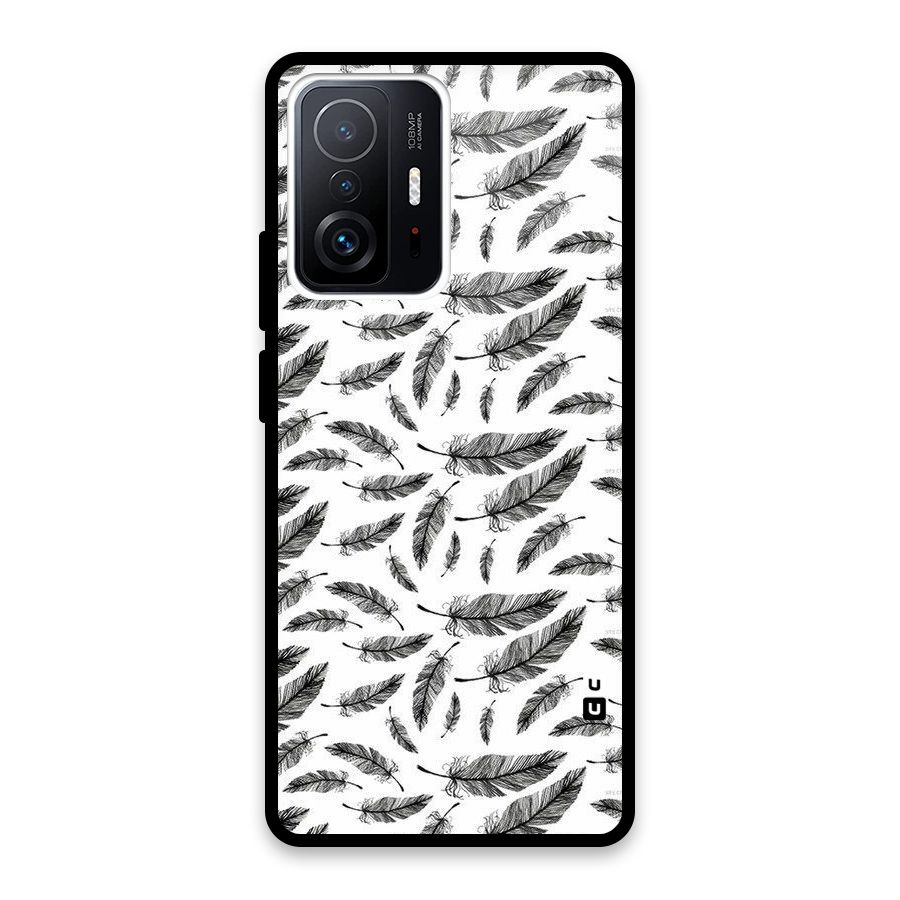 Black Feather Glass Back Case for Xiaomi 11T Pro
