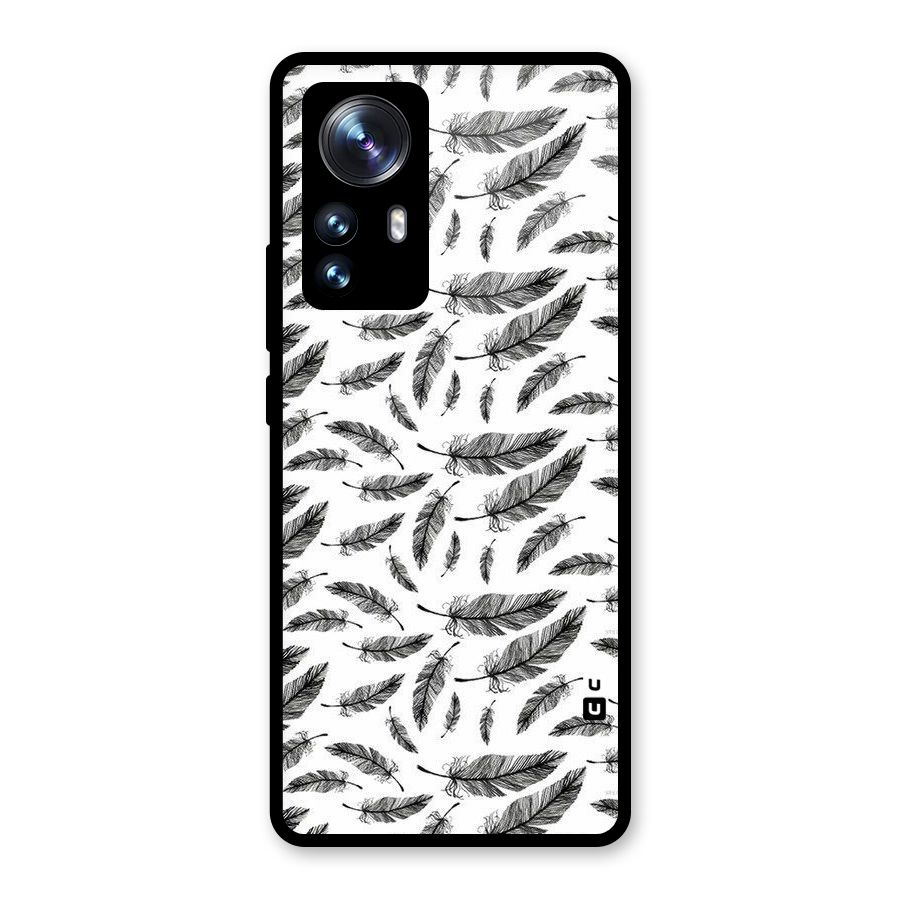 Black Feather Glass Back Case for Xiaomi 12 Pro