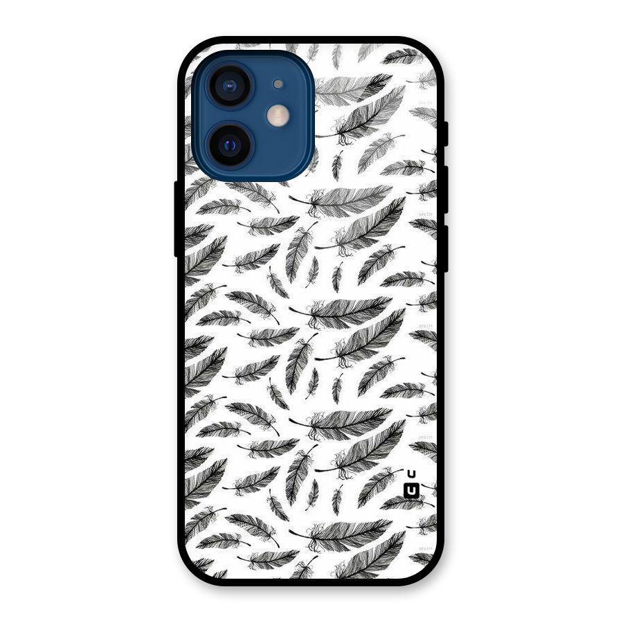 Black Feather Glass Back Case for iPhone 12 Mini