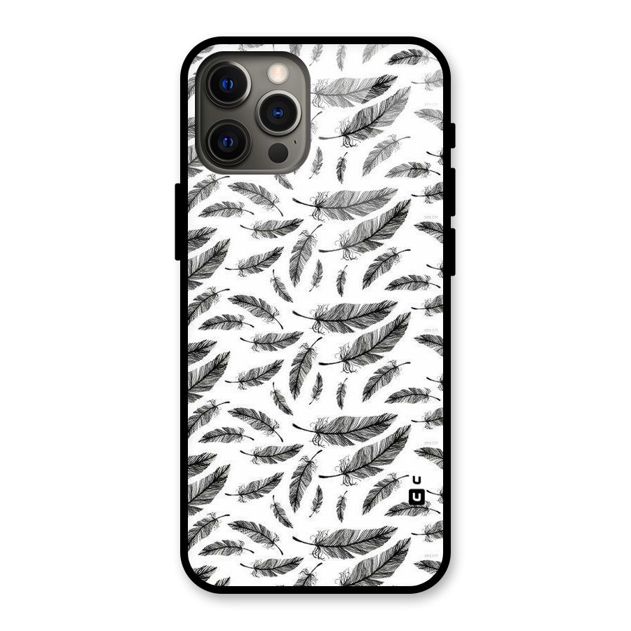 Black Feather Glass Back Case for iPhone 12 Pro Max