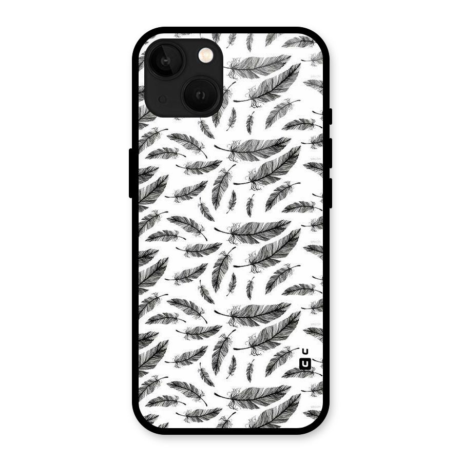 Black Feather Glass Back Case for iPhone 13
