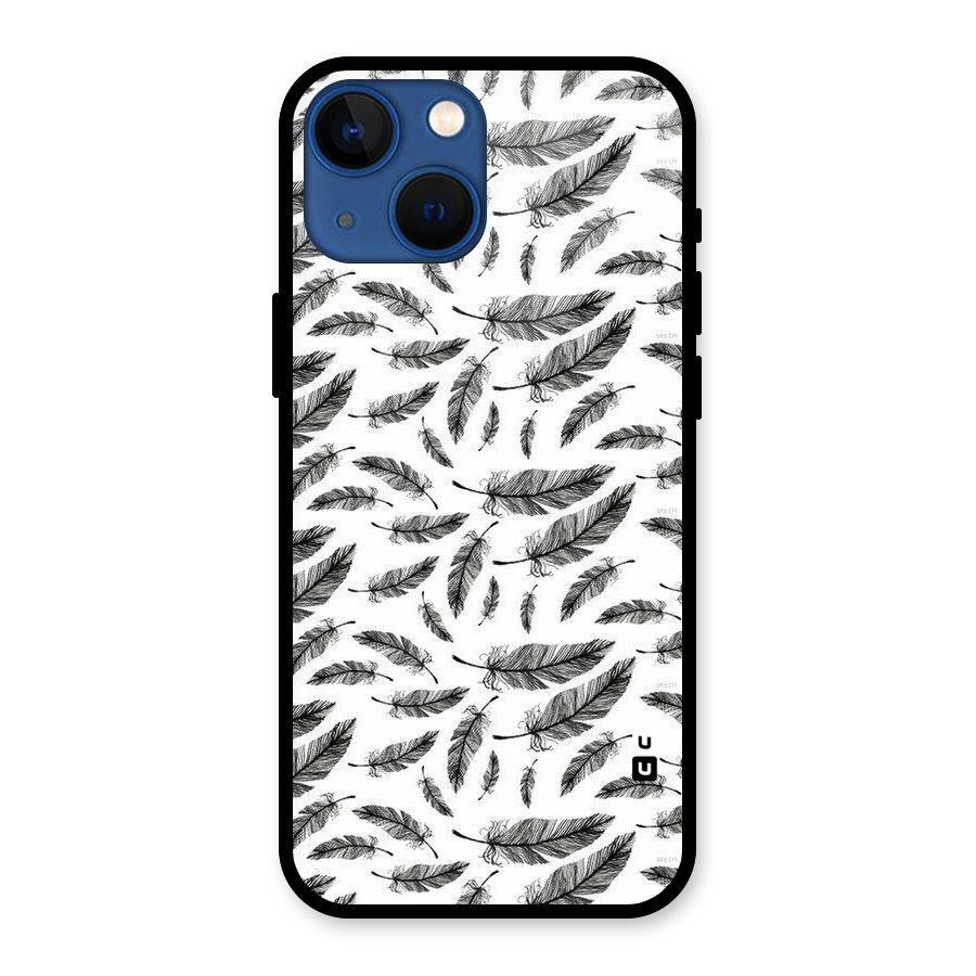 Black Feather Glass Back Case for iPhone 13 Mini