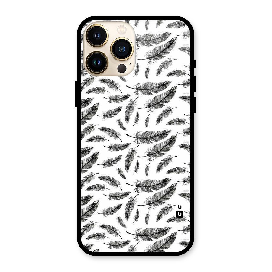 Black Feather Glass Back Case for iPhone 13 Pro Max