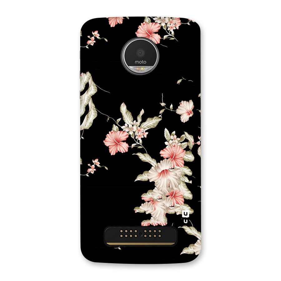 Black Floral Back Case for Moto Z Play