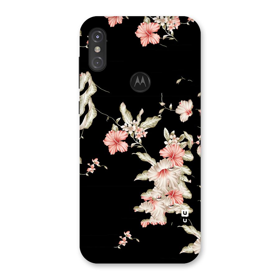 Black Floral Back Case for Motorola One Power