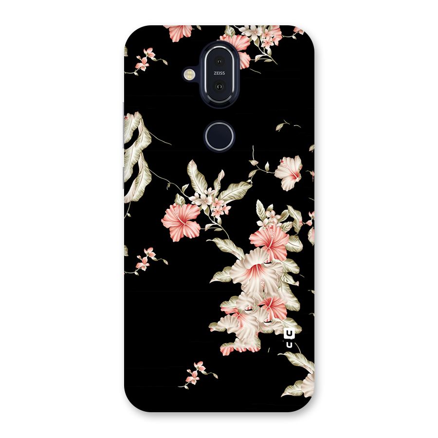 Black Floral Back Case for Nokia 8.1