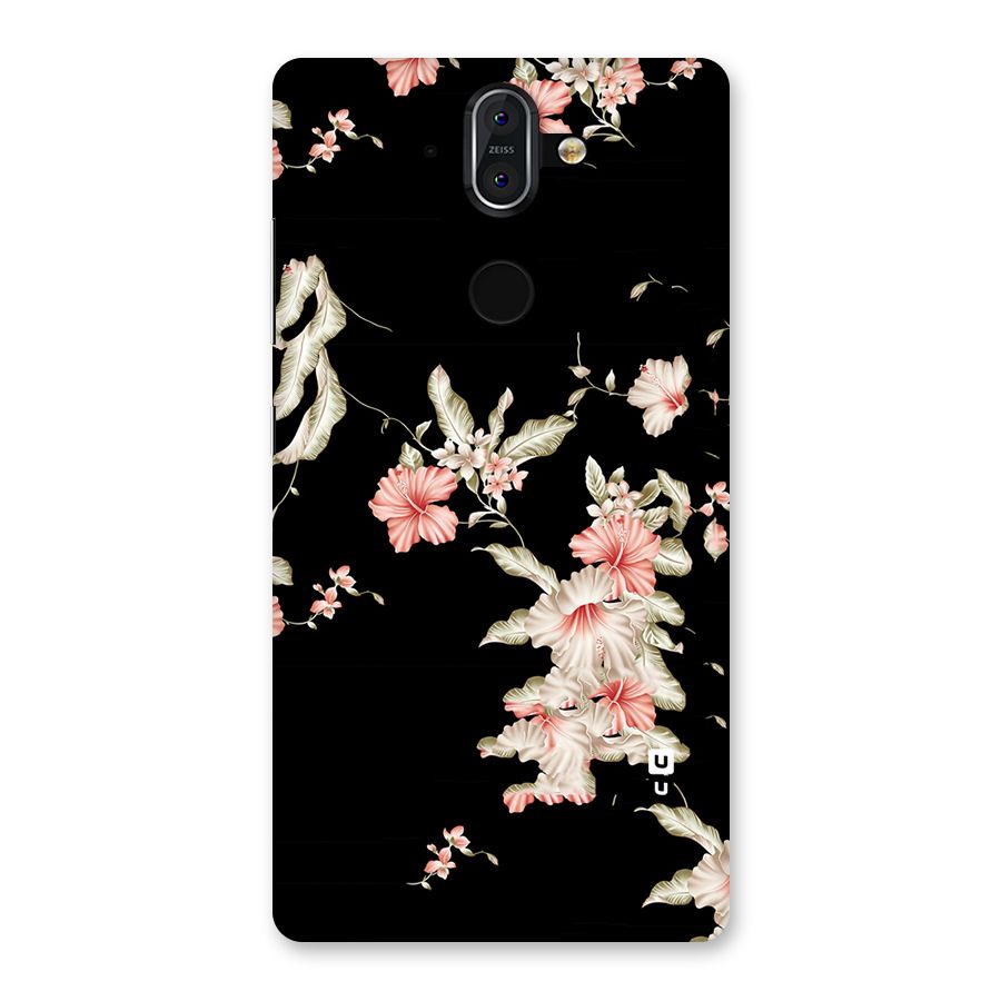 Black Floral Back Case for Nokia 8 Sirocco