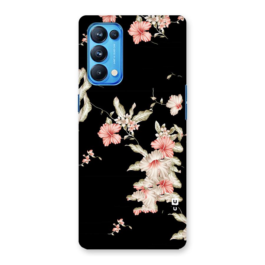 Black Floral Back Case for Oppo Reno5 Pro 5G
