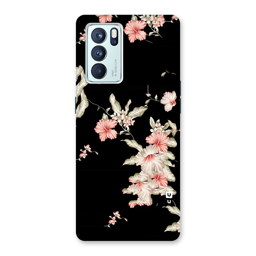 Black Floral Back Case for Oppo Reno6 Pro 5G