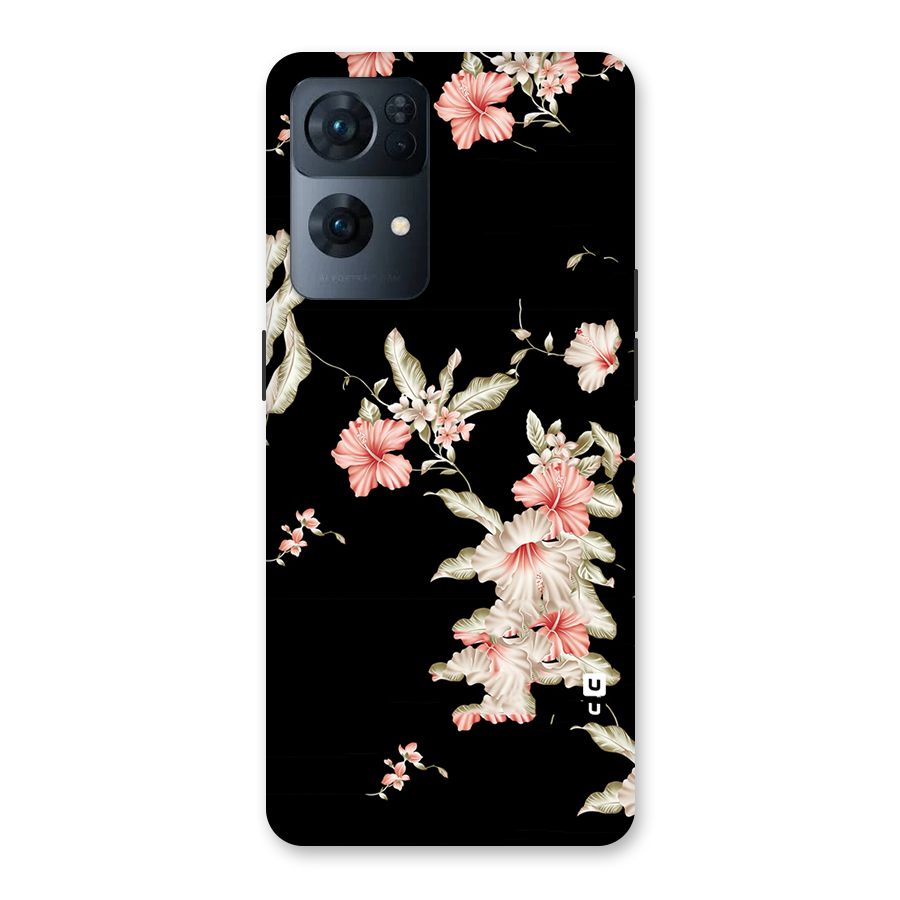 Black Floral Back Case for Oppo Reno7 Pro 5G