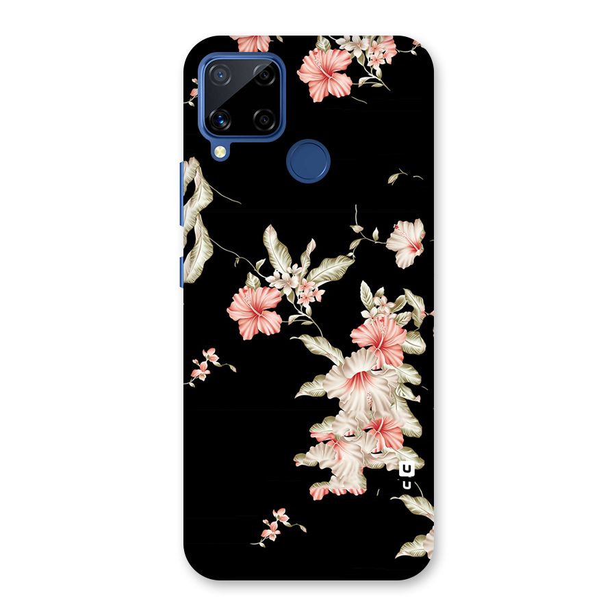 Black Floral Back Case for Realme Narzo 30A