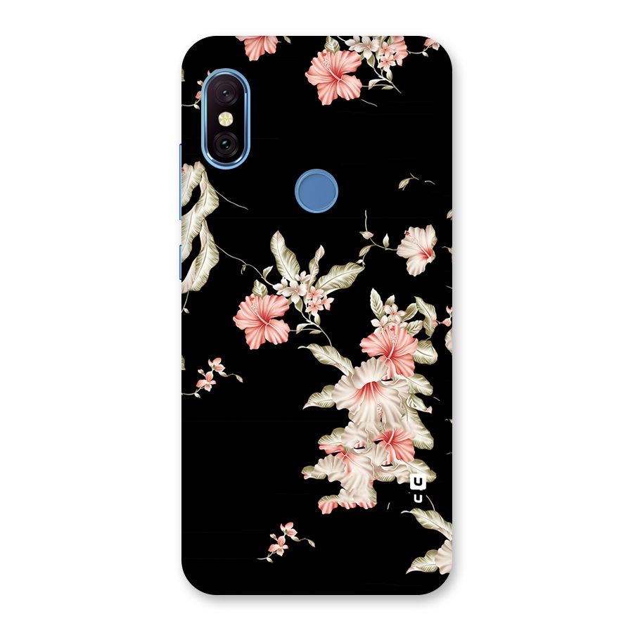 Black Floral Back Case for Redmi Note 6 Pro