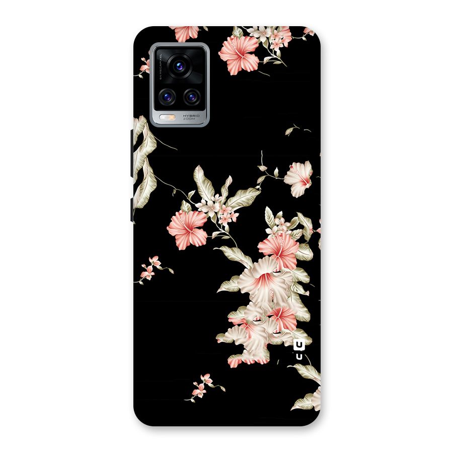 Black Floral Back Case for Vivo V20 Pro