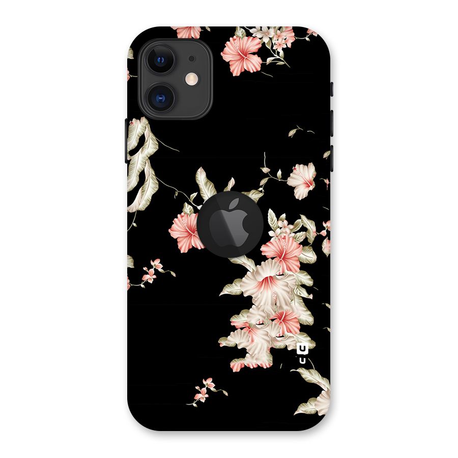 Black Floral Back Case for iPhone 11 Logo Cut