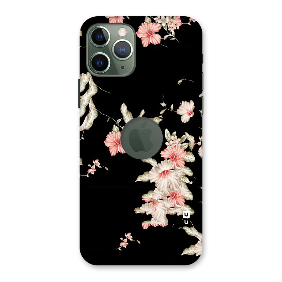 Black Floral Back Case for iPhone 11 Pro Logo  Cut