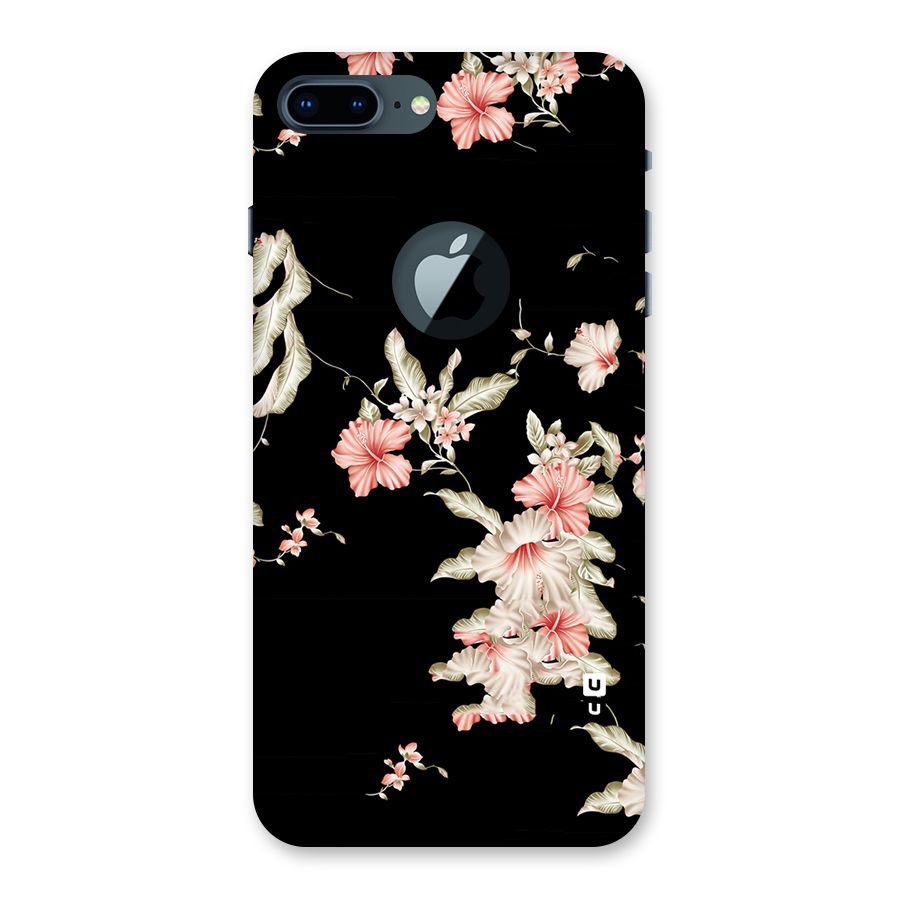 Black Floral Back Case for iPhone 7 Plus Logo Cut