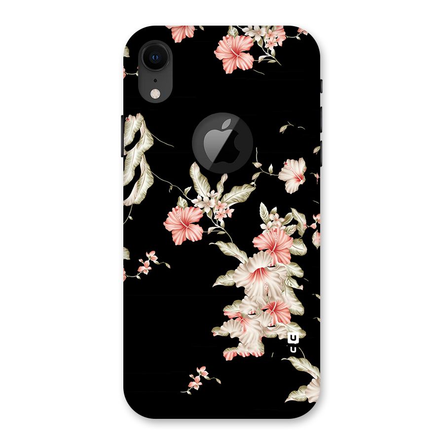 Black Floral Back Case for iPhone XR Logo Cut