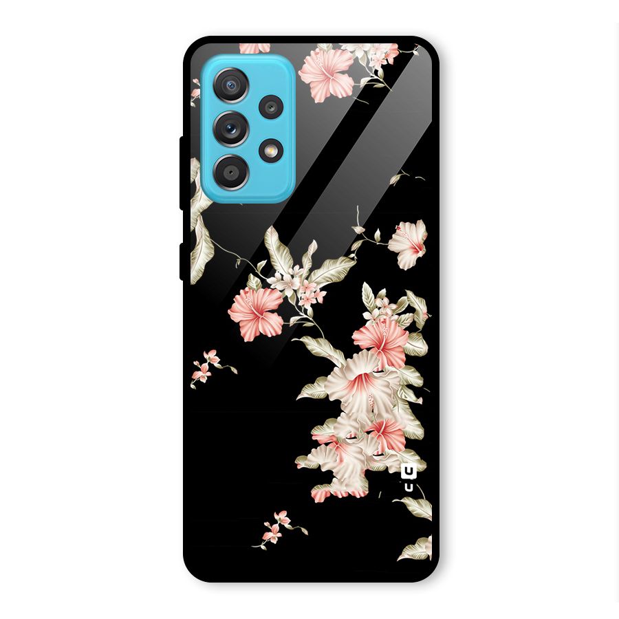 Black Floral Glass Back Case for Galaxy A52s 5G