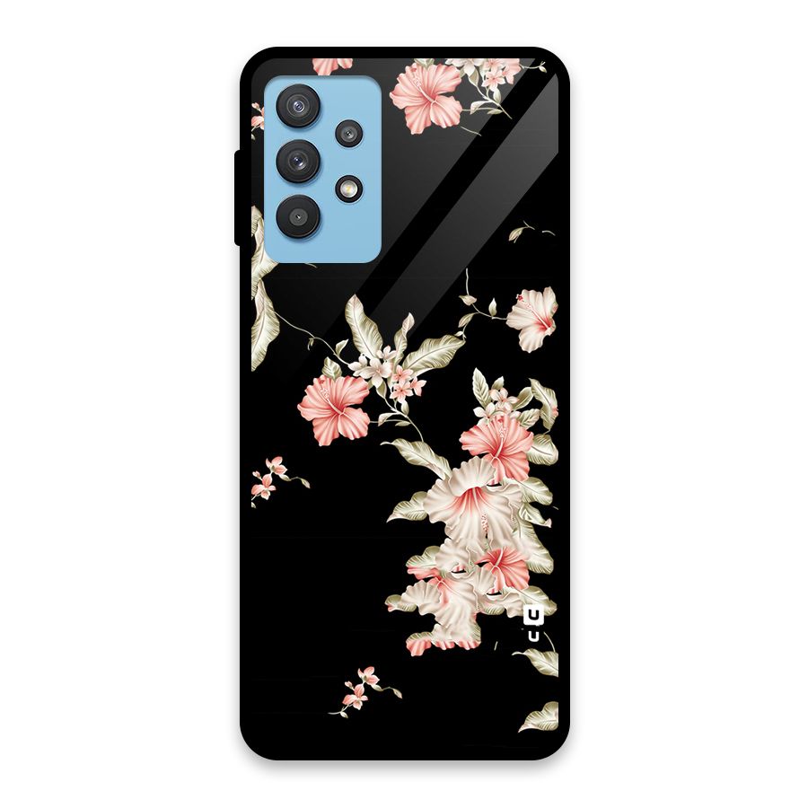 Black Floral Glass Back Case for Galaxy M32 5G