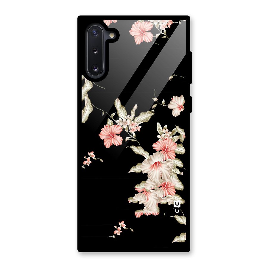 Black Floral Glass Back Case for Galaxy Note 10
