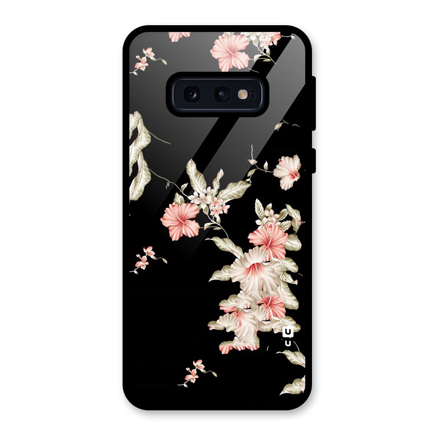 Black Floral Glass Back Case for Galaxy S10e