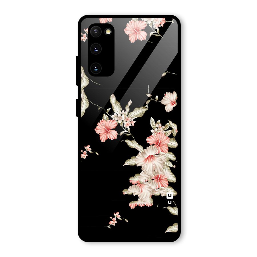 Black Floral Glass Back Case for Galaxy S20 FE