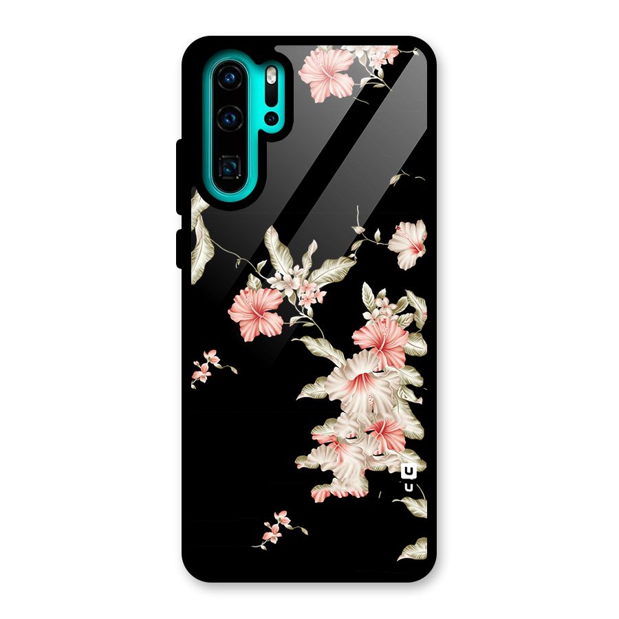 Black Floral Glass Back Case for Huawei P30 Pro