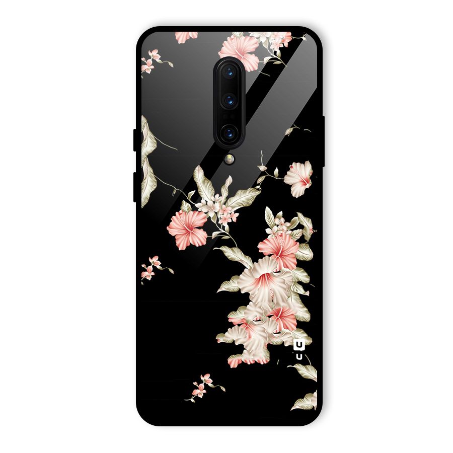 Black Floral Glass Back Case for OnePlus 7 Pro