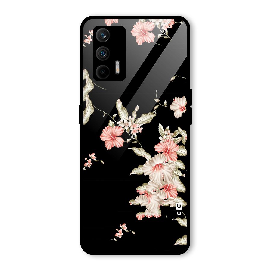 Black Floral Glass Back Case for Realme GT 5G