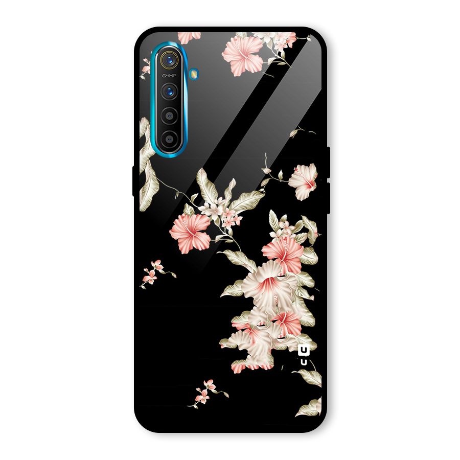 Black Floral Glass Back Case for Realme X2