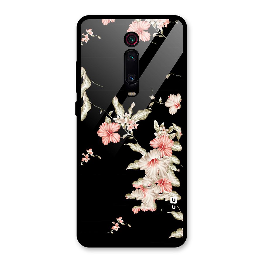 Black Floral Glass Back Case for Redmi K20