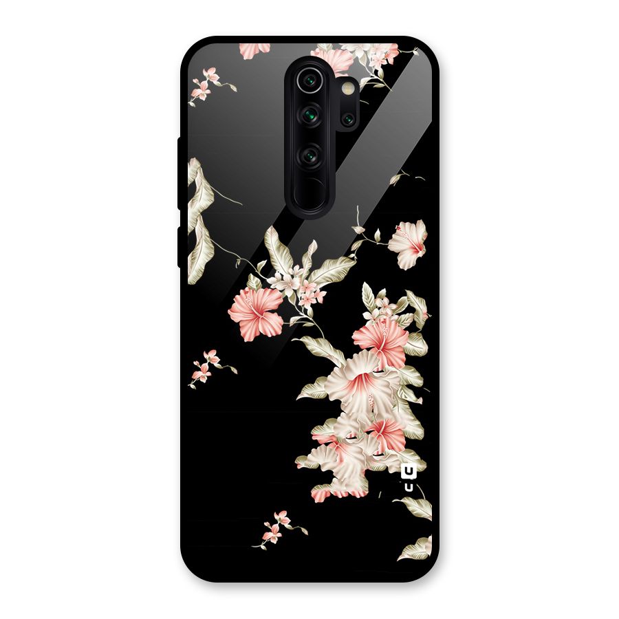 Black Floral Glass Back Case for Redmi Note 8 Pro